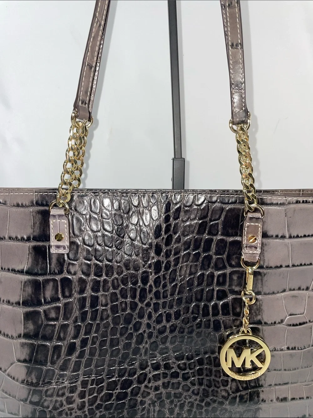 MICHAEL KORS JET SET CROCODILE EMBOSSED LEATHER TOTE FTL-07-159